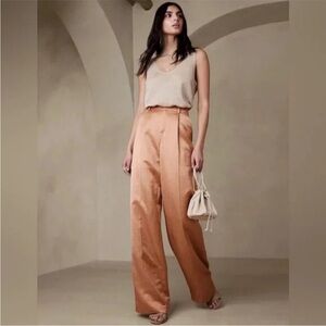Banana Republic Wide-Leg Satin Pants in Copper